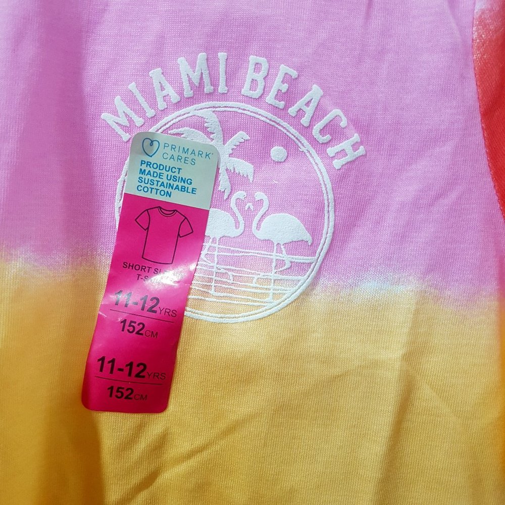 PRIMARK T-SHIRT MIAMI BEACH LOGO GIRLS SIZES 9-12YRS